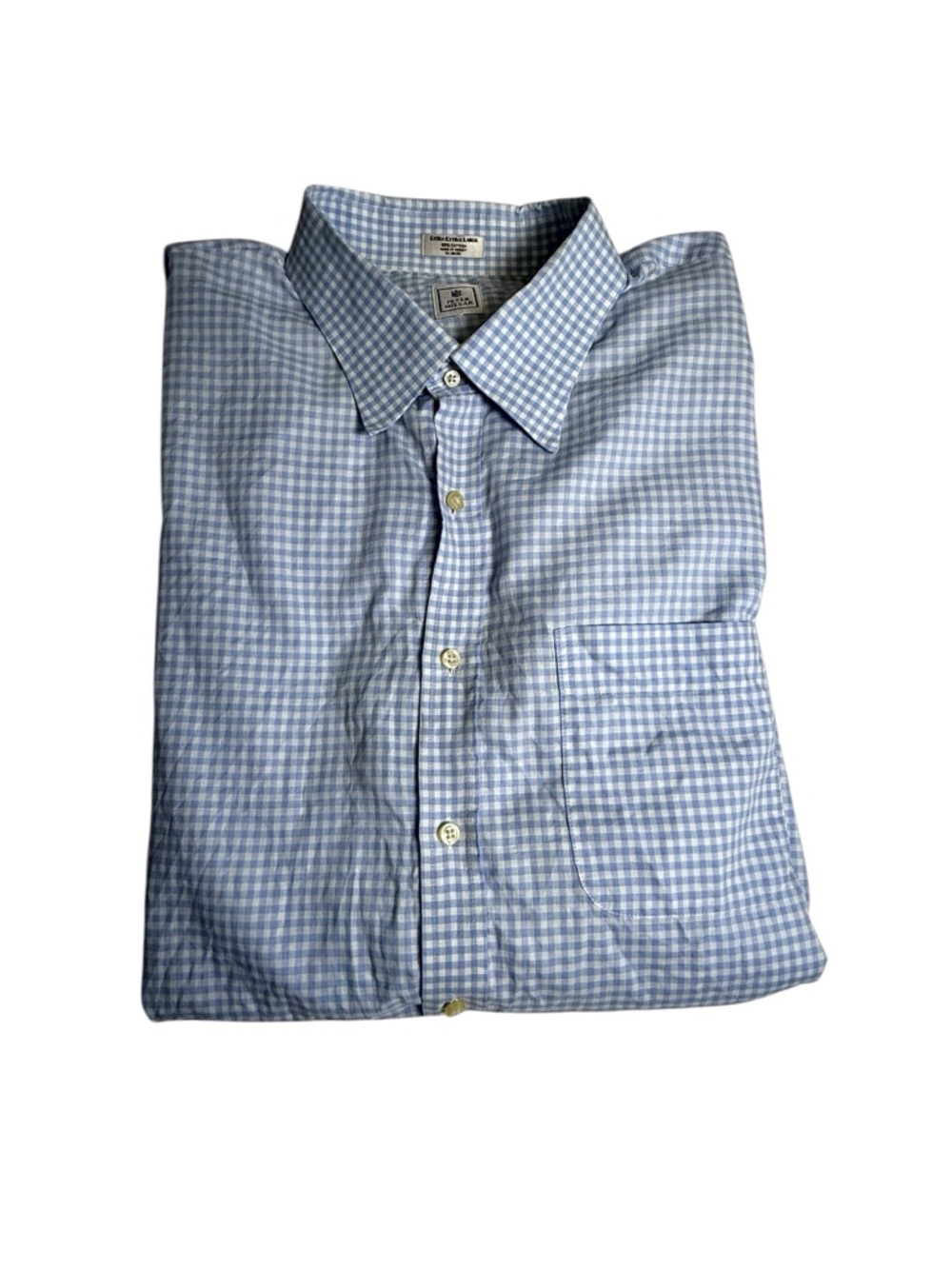 Peter Millar Blue Gingham 100% Cotton  Dress Shirt size XXL